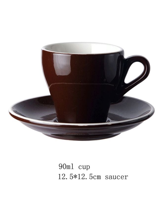 Sharpdo Glazed Coffee Cup And Dish Brown 12.5x12.5x10.5cm - Image 3