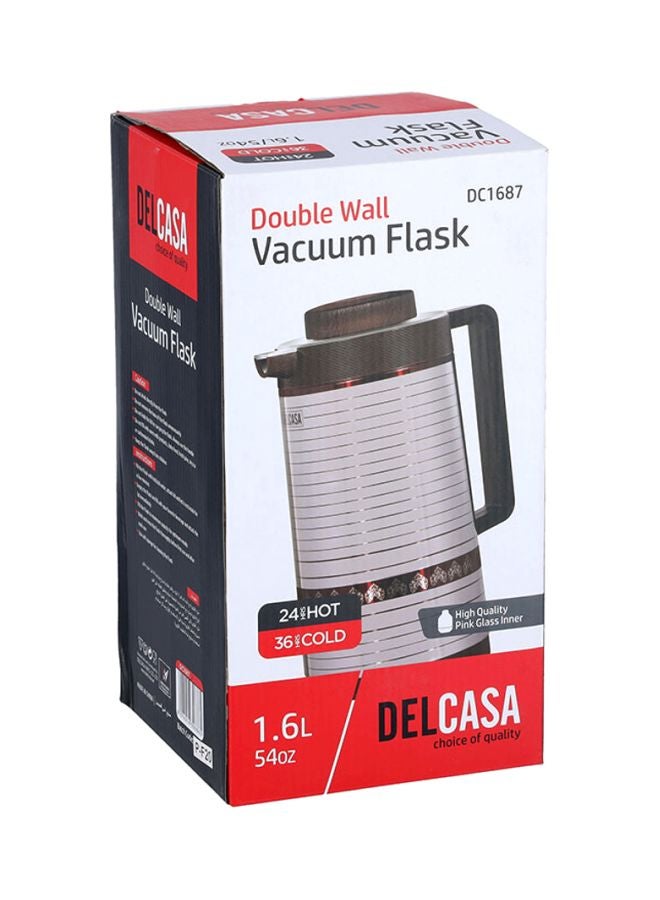 Stainless Steel Vacuum Flask Silver/Black 1.6Liters