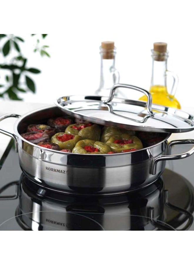 Korkmaz Alfa Low Casserole With Lid Silver  - Image 2