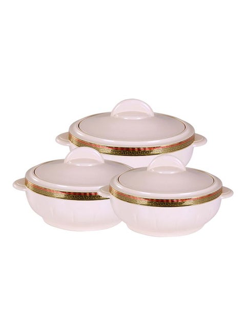 3-Piece Casserole Set White Small Casserole 1.2, Medium Casserole 1.6, Big Casserole 2.5Liters