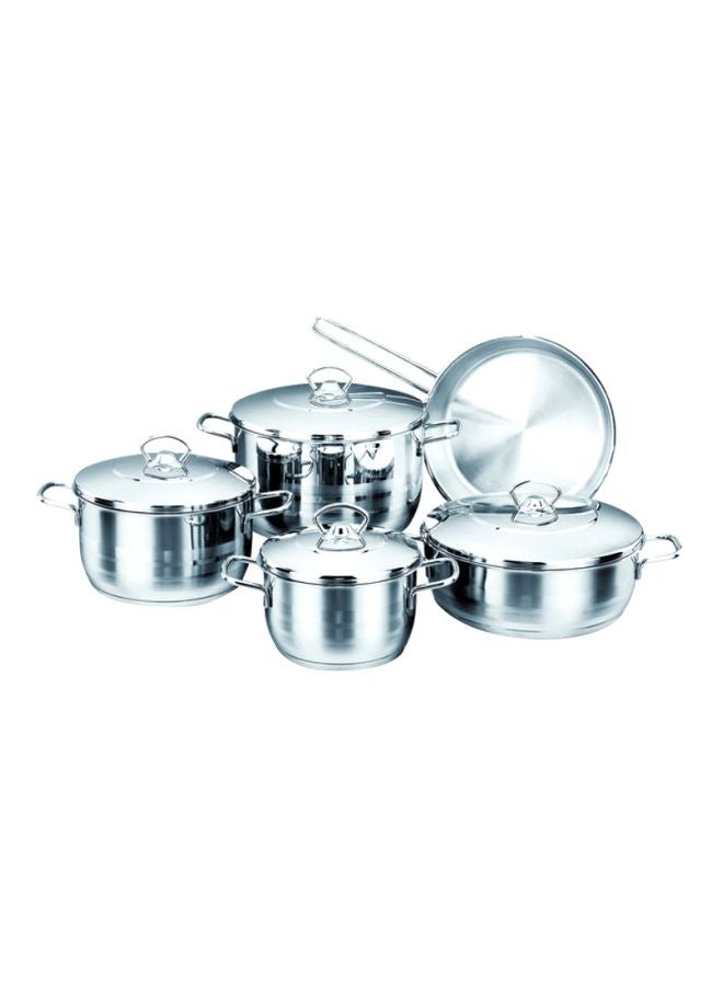 طقم أواني طهي من 9 قطع فضي / شفاف Casserole 16x11.5, Casserole 20x13.5, Casserole 24x15.5, Casserole 24x9, Frypan 24x7سم