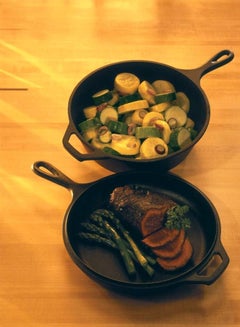 LODGE Pre Seasoned Cast Iron Dutch Oven And Shallow Skillet Combo Black Dutch Oven (11.88), Shallow Skillet (10.25)inch  - Image 3