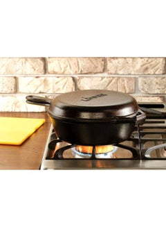 LODGE Pre Seasoned Cast Iron Dutch Oven And Shallow Skillet Combo Black Dutch Oven (11.88), Shallow Skillet (10.25)inch  - Image 4