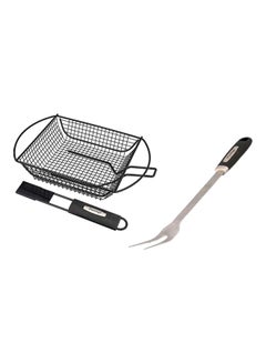 Prestige Shrimp Basket Pr42114 + Bbq Fork Pr42103 Black 30cm  - Image 1