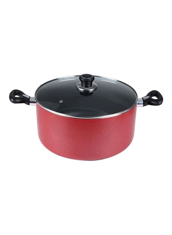 Royalford 10-Piece Almunium Cookware Set includes Casserole +Lid (30x15cm),Casserole +Lid (24x12cm),Saucepan +Lid (18x8.5cm),Deep Fry pan +Lid (26x7cm), Fry Pan(28x5.2cm),Fry Pan(24x4.5cm) Red  - Image 2