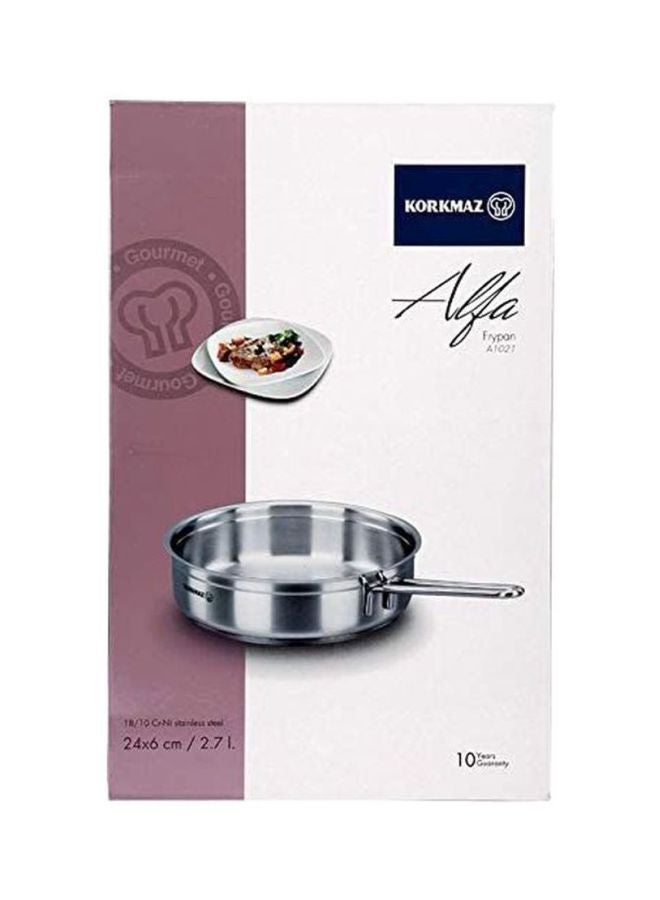 Korkmaz Alfa Stainless Steel Frypan Silver 24x6cm  - Image 2