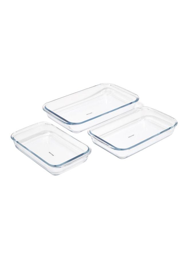 ALBERTO 3-Piece Glass Rectangular Roaster Set Clear  - Image 1