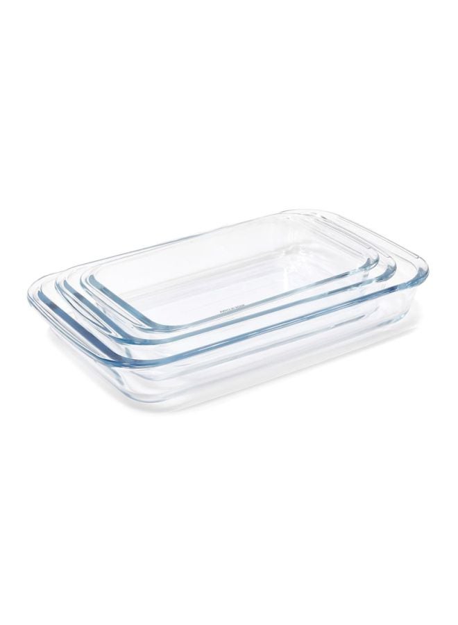 ALBERTO 3-Piece Glass Rectangular Roaster Set Clear  - Image 2
