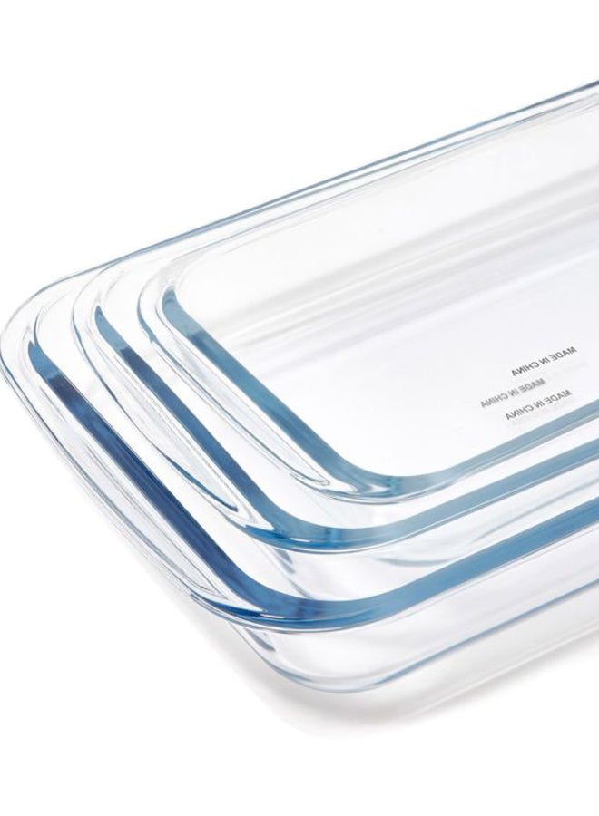 ALBERTO 3-Piece Glass Rectangular Roaster Set Clear  - Image 4