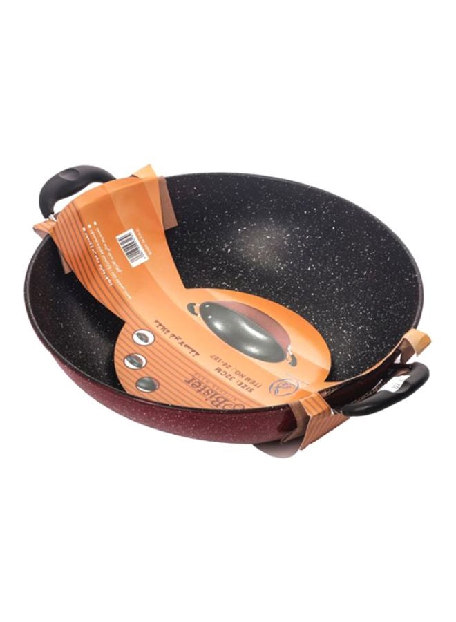 Bister 24-187Non-Stick Wok Pan Granite Two Side Handle Black/Red 32cm - Image 1