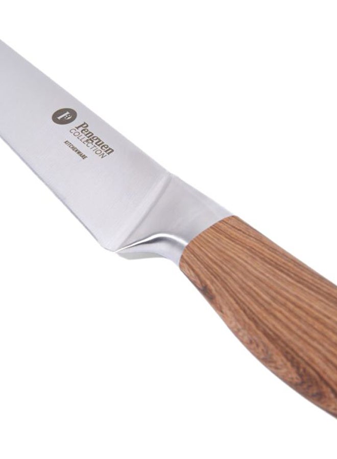 Penguen Rustic Slicer Knife Silver/Brown 8inch - Image 2