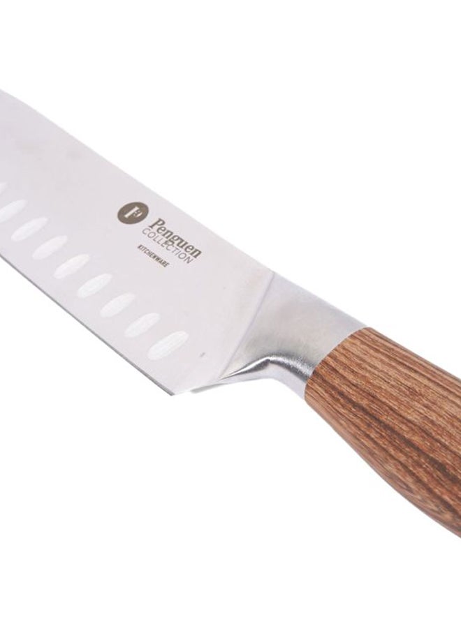 Penguen - Rustic Santoku Knife Silver/Brown 7inch - Image 1