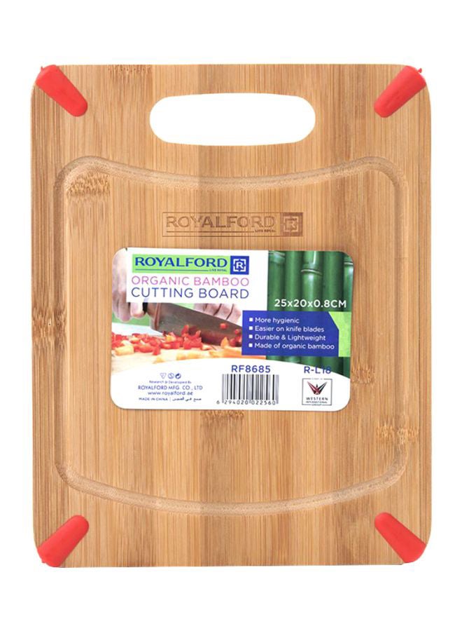 Royalford Organic Bamboo Cutting Board 25X20X0.8Cm Multicolor Brown 25x20x0.8cm  - Image 1