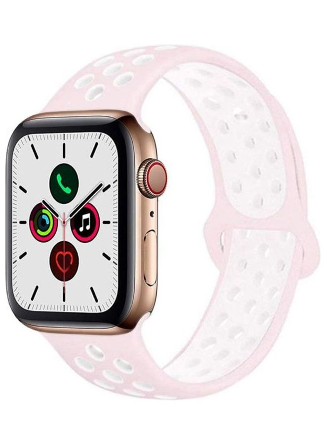 هوها سوار بديل لساعة أبل سلسلة 6/SE/5/4/3/2/1 وردي/أبيض - Image 1