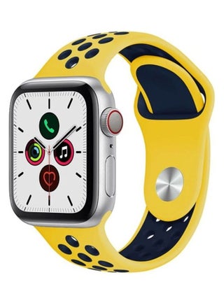 Replacement Strap Watchband For Apple Watch Series 7 45mm / 6 / SE / 5 / 4 44mm / 3 / 2 / 1 42mm yellow/dark blue - v1615611443/N45184536A_1