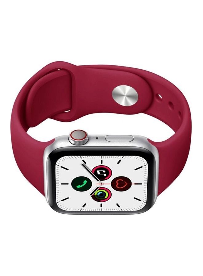 HuHa Replacement Strap Watchband For Apple Watch Series 7 45mm / 6 / SE / 5 / 4 44mm / 3 / 2 / 1 42mm Pomegranate - Image 2