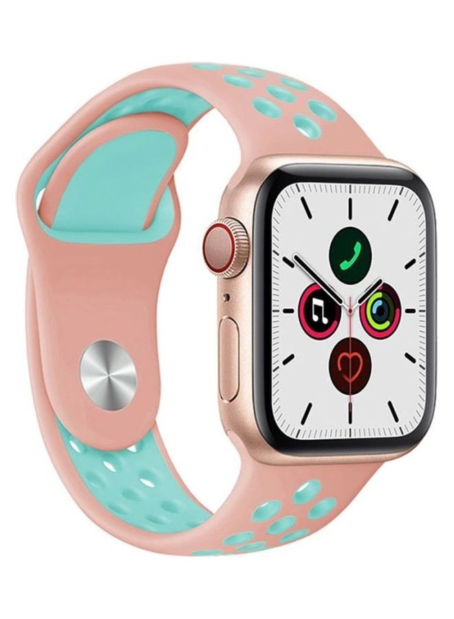 HuHa - Replacement Strap Watchband For Apple Watch Series 7 41mm / 6 / SE / 5 / 4 40mm / 3 / 2 / 1 38mm Pink/Green - Image 1