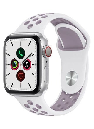 Replacement Strap Watchband For Apple Watch Series 7 41mm / 6 / SE / 5 / 4 40mm / 3 / 2 / 1 38mm White/Grey - v1615611446/N45184575A_1