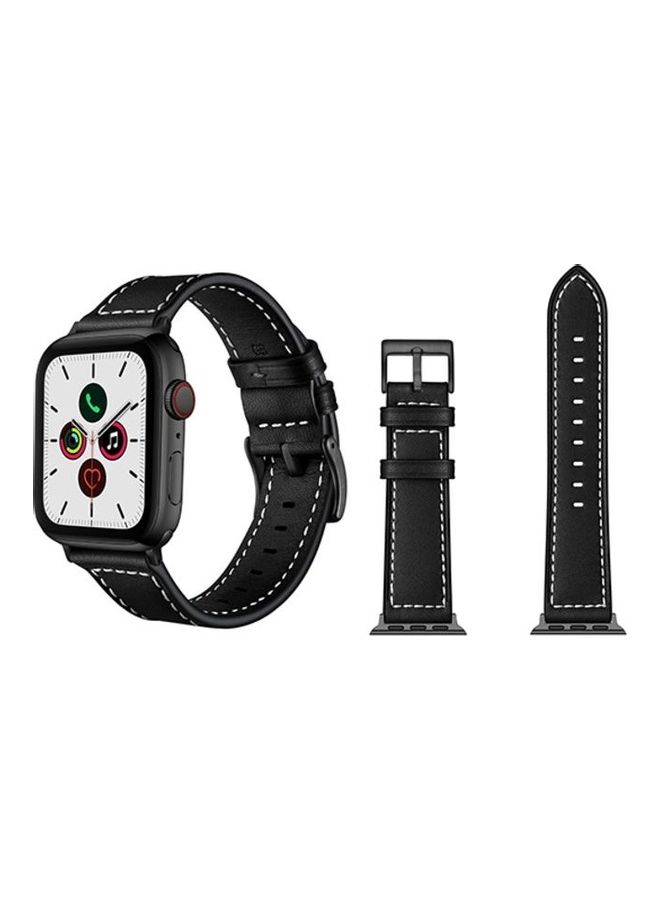 HuHa Replacement Strap Watchband For Apple Watch Series 7 45mm / 6 / SE / 5 / 4 44mm / 3 / 2 / 1 42mm Black - Image 2