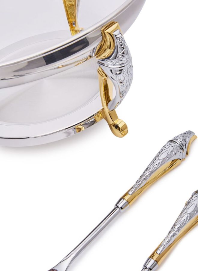 ريجنت سلطانية تقديم سلطة مالايكا مع أدوات غرف شفاف/ ذهبي/ فضي 17.8x35.8x33.2سم - Image 3