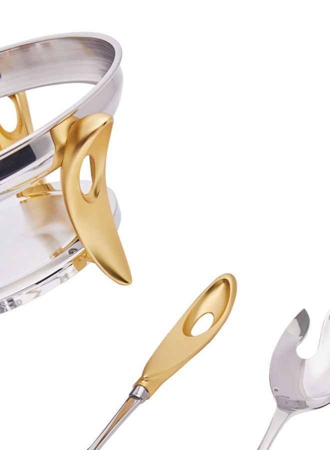 ريجنت سلطانية تقديم سلطة مع أدوات غرف شفاف/ ذهبي/ فضي 17.8x35.8x33.2سم - Image 3