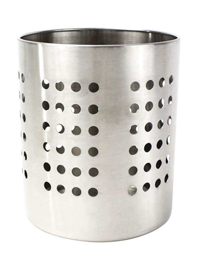 ALBERTO Stainless Steel Round Cutlery Holder Silver 12 X 14cm