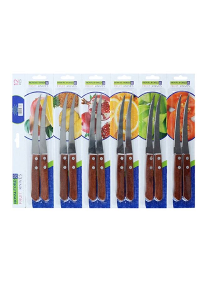 Royalford 12-Pieces Fruit Knives Set Brown/Silver  - Image 1