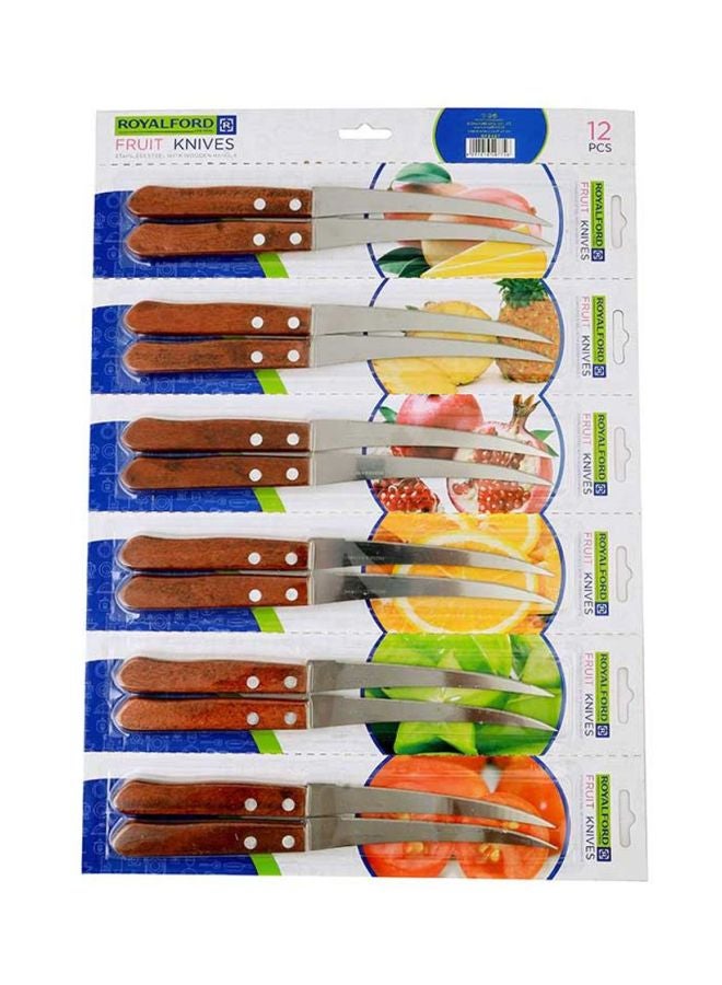Royalford 12-Pieces Fruit Knives Set Brown/Silver  - Image 2