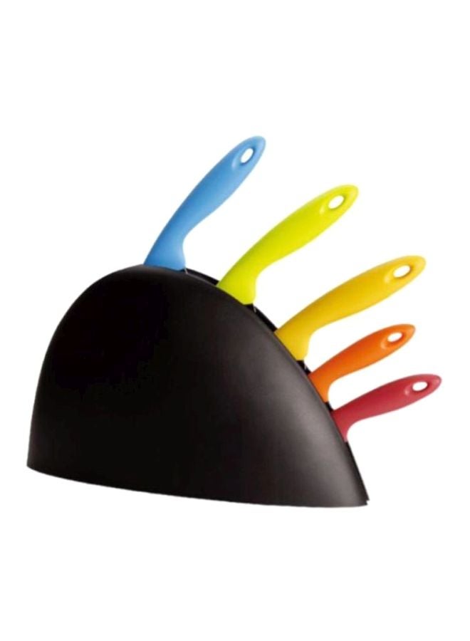 ALBERTO 5-Piece Knife With Block Set Blue/Black/Green