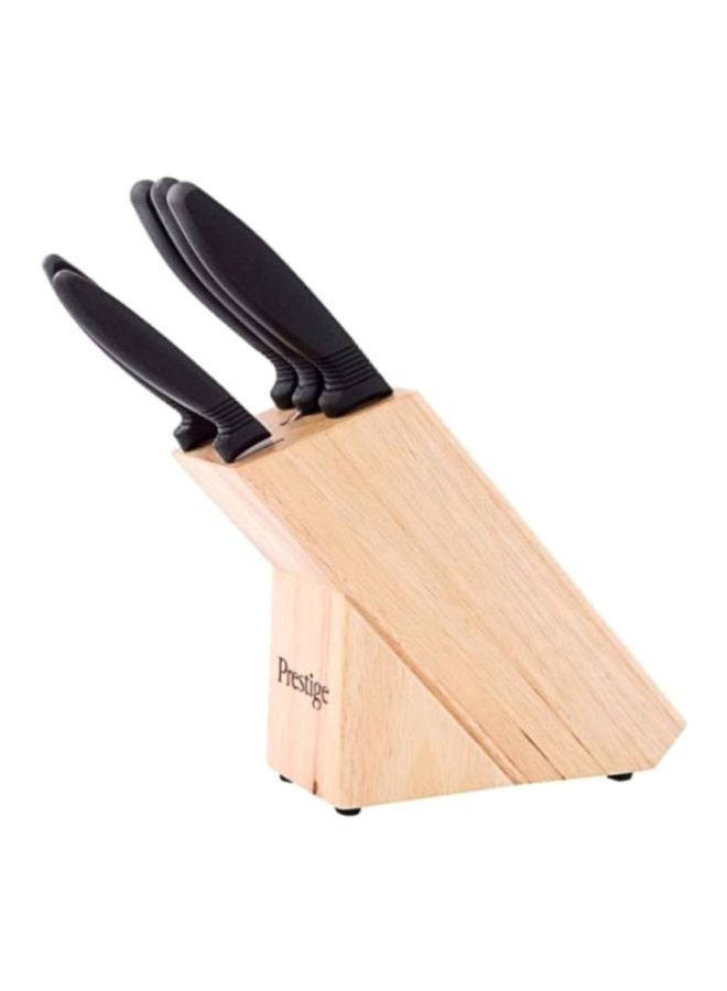 Prestige 6-Piece Basic Knife Block Set Black/Silver/Beige - Image 1