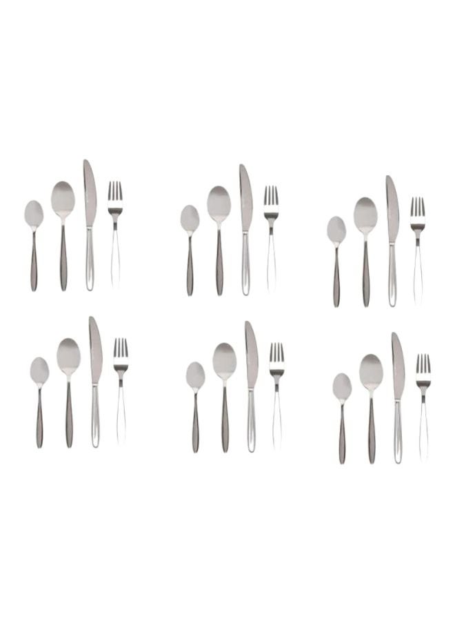 24-Piece Stainless Steel Cutlery Set Silver 