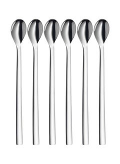 6-Piece Nuova Long Drink Spoon Set Silver 22cm