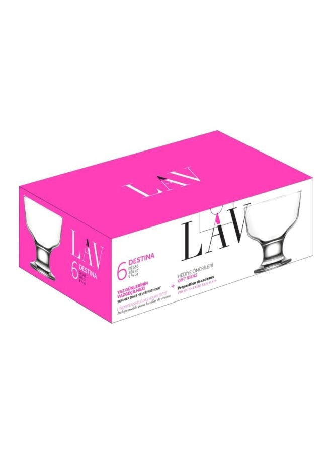 LAV 6-Piece Destina Ice Cream Bowl Set Clear 6x285ml  - Image 3