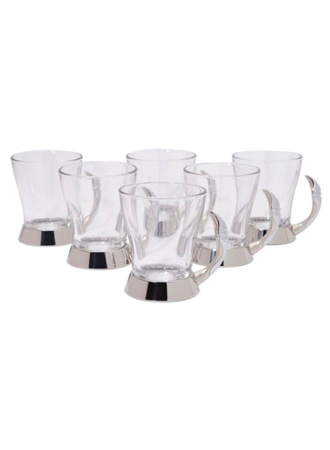 6-Piece Classic Tea Mug Set Clear/Silver 10x11x8cm - v1615615391/N22234605A_1