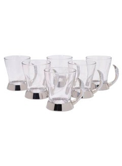 REGENT 6-Piece Classic Tea Mug Set Clear/Silver 10x11x8cm  - Image 1