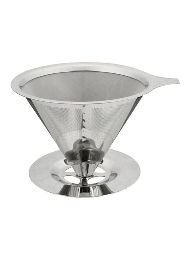 بيوينتي حامل فلتر القهوة بطبقتين مصنوع من الستانلس ستيل فضي 12.5x8.7x1سم - Image 1