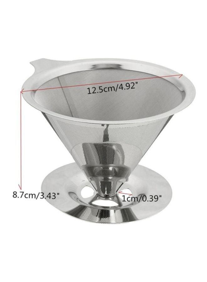 بيوينتي حامل فلتر القهوة بطبقتين مصنوع من الستانلس ستيل فضي 12.5x8.7x1سم - Image 3