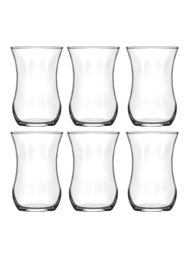 لاف طقم من 6 أكواب شاي زجاجية كلاسيكية شفاف - Image 1