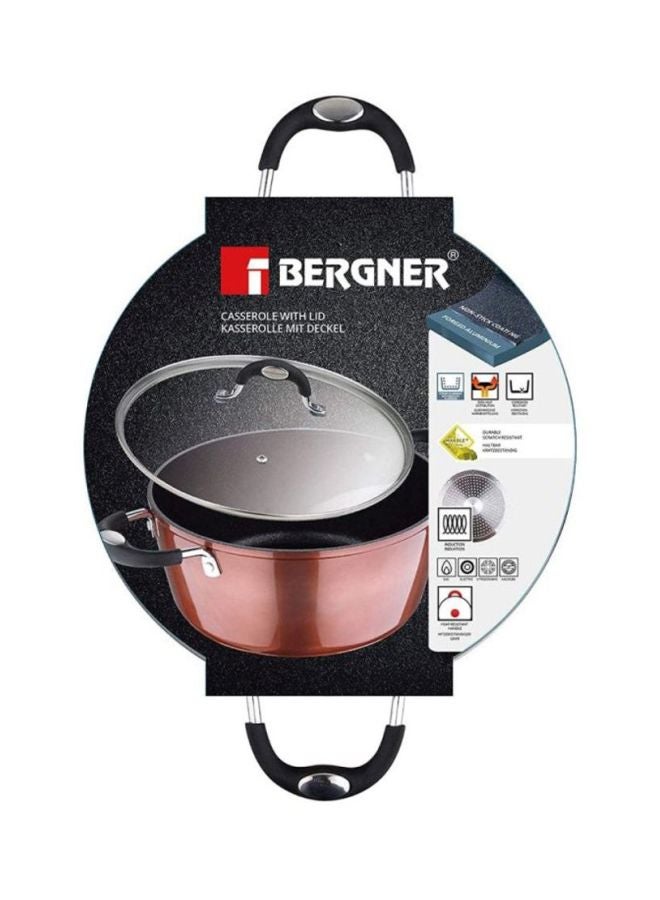 بيرجنر كسرولة باندورا من الألومنيوم المانع للالتصاق والمشكل بالطرق مع قاعدة مناسبة لمواقد الحث ومزودة بغطاء لون نحاسي 24سم - Image 2