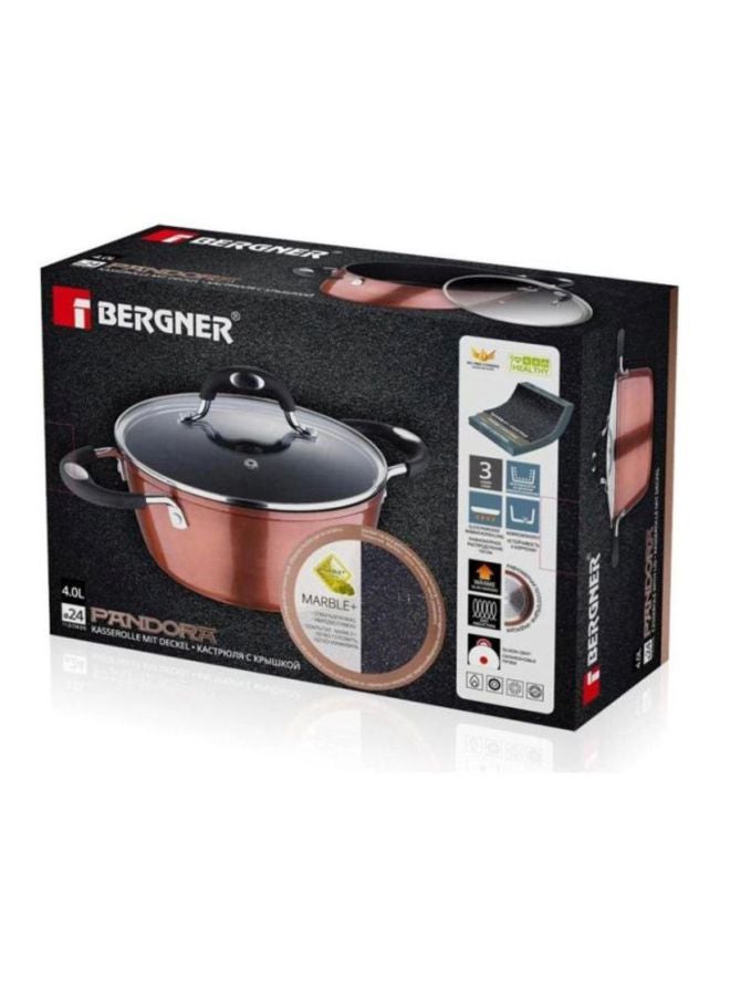 بيرجنر كسرولة باندورا من الألومنيوم المانع للالتصاق والمشكل بالطرق مع قاعدة مناسبة لمواقد الحث ومزودة بغطاء لون نحاسي 24سم - Image 4