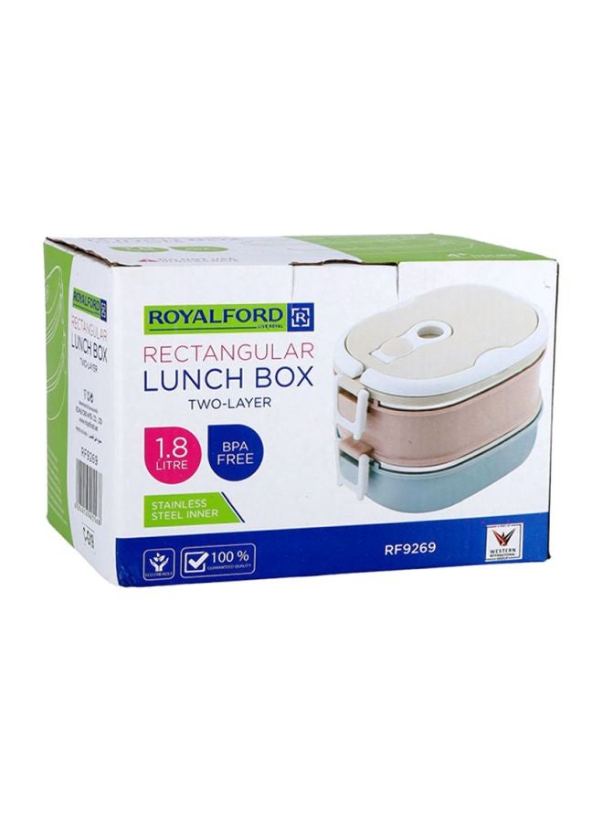 Two Layer Rectangular Lunch Box Multicolour 1800ml