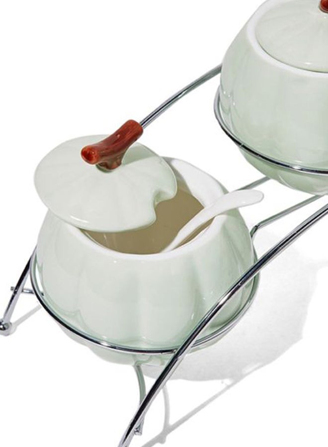 Silver Tag 7-Piece Cannister Set Green/Brown/Silver (3 cans with lid & 3 spoons & 1 stand) packing size ( 32.5 x 11.5 x 15.5)cm - Image 3