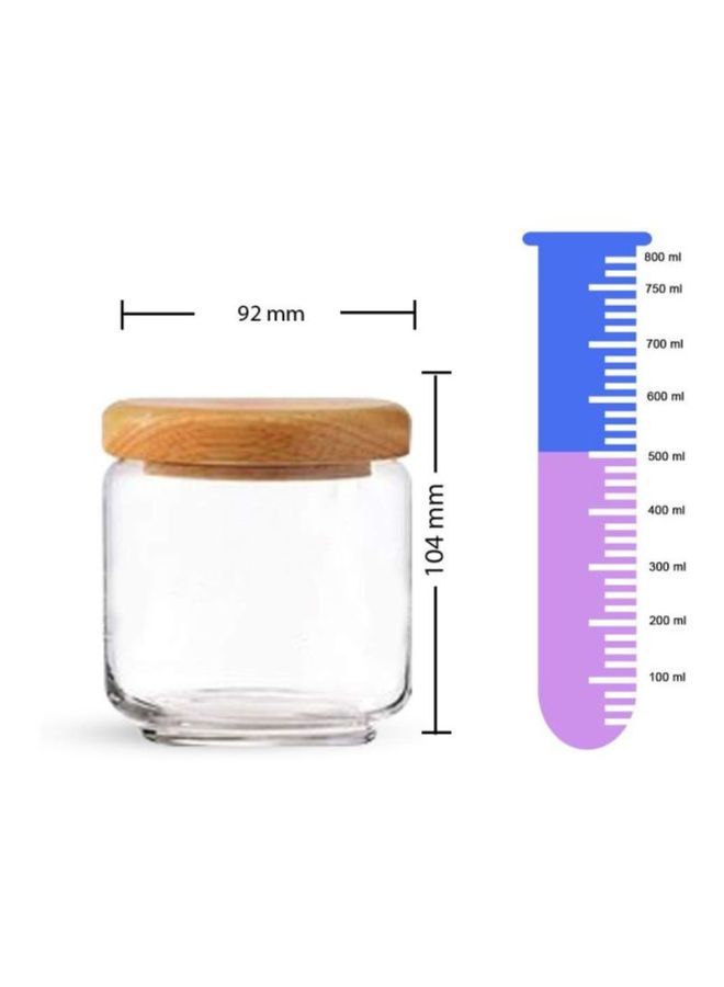 Ocean 6-Piece Pop Jar Set With Wooden Lid Clear/Brown 500ml - Image 2