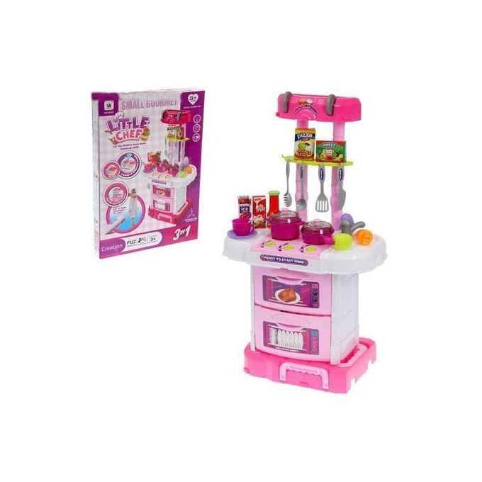 3 في 1 مجموعة ألعاب مطبخ الذواقة الصغيرة 71x41x24سم - Image 2