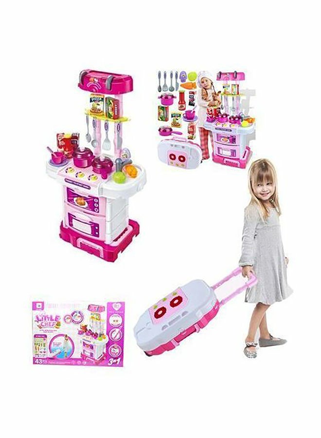 3 في 1 مجموعة ألعاب مطبخ الذواقة الصغيرة 71x41x24سم - Image 1