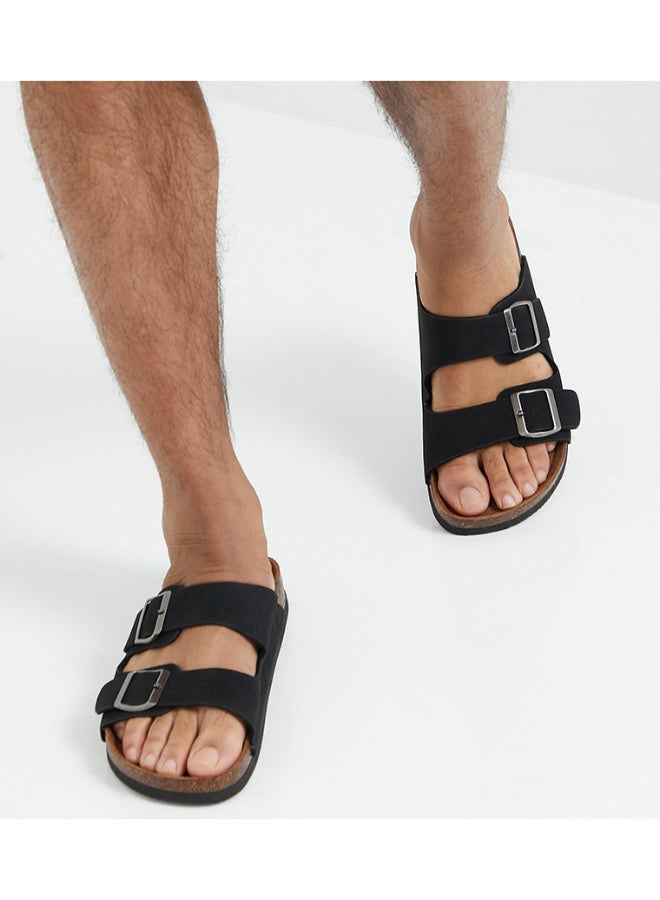 Aeropostale - Comfortable Buckle Pattern Slides Black - Image 1