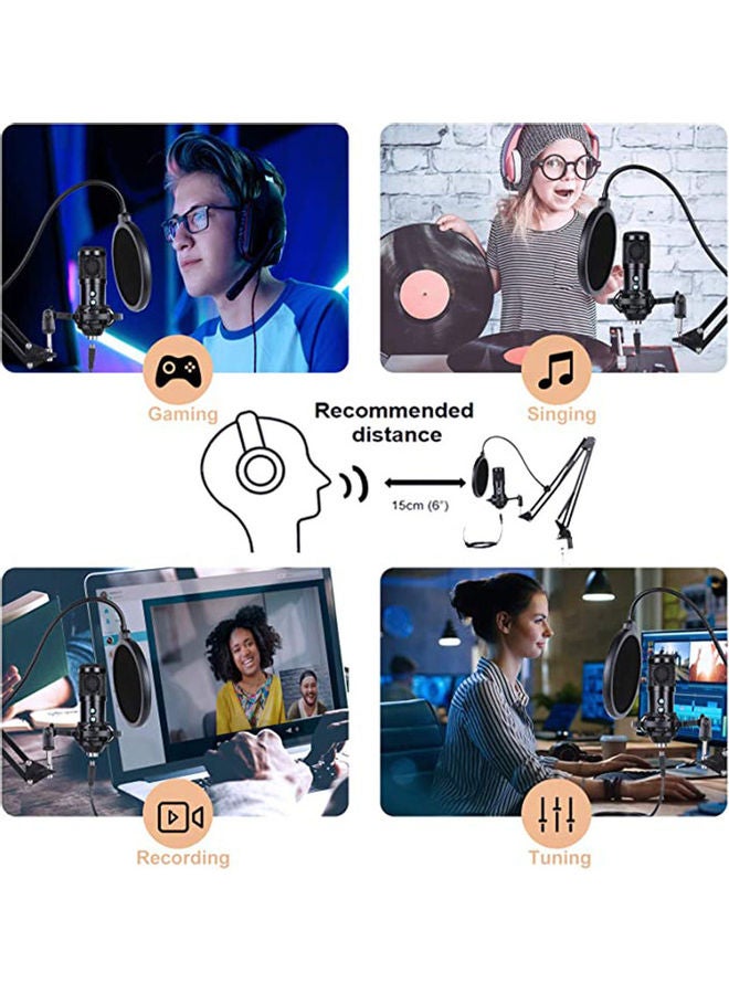 Arabest - Professional Condenser Computer Cardioid Microphone Kit with Mute Key ANY0056 Black - Image 1