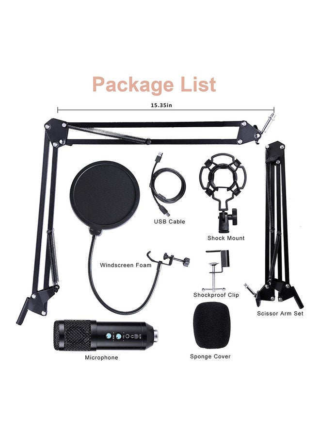 Arabest - Professional Condenser Computer Cardioid Microphone Kit with Mute Key ANY0056 Black - Image 1