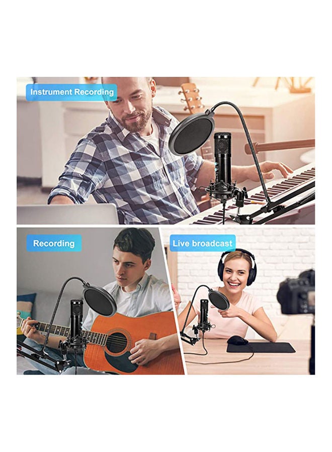 Professional USB Recording Portable Hanging Condenser Microphone Set ANY0058 Black