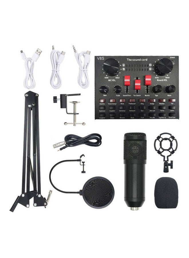 Arabest - Professional Live Sound Card BM800 USB Condenser Microphone Kit with Tripod Stand ANY0076 Multicolour - Image 1